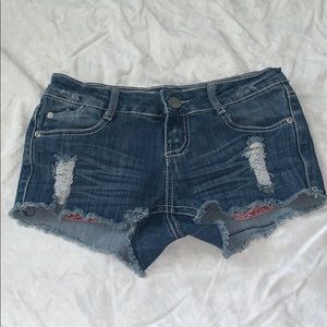 Low rise jean shorts